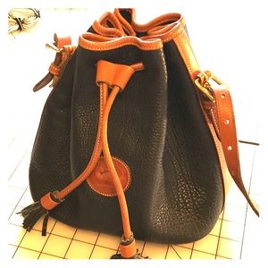 Dooney and Bourke leather bag, drawstring, bucket